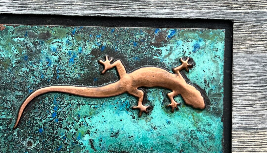 Copper Embossed Gecko G1 Etsy