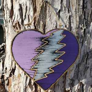 13 POINT GRATEFUL HEART (Grateful Dead | Wall Sign | Wall Decor | Wooden Sign | Deadhead) -- Cosmic Mountain Designs