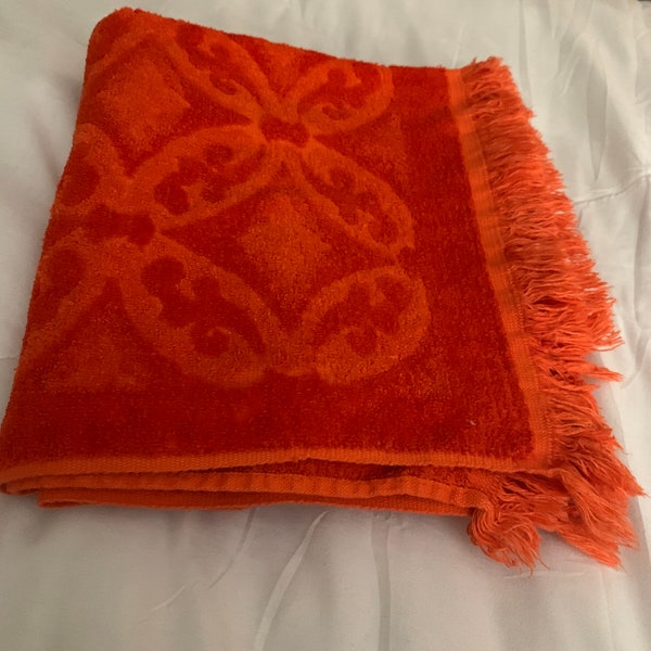 Vintage  Orange Fashion Manor, Bath Towel, jc Penny