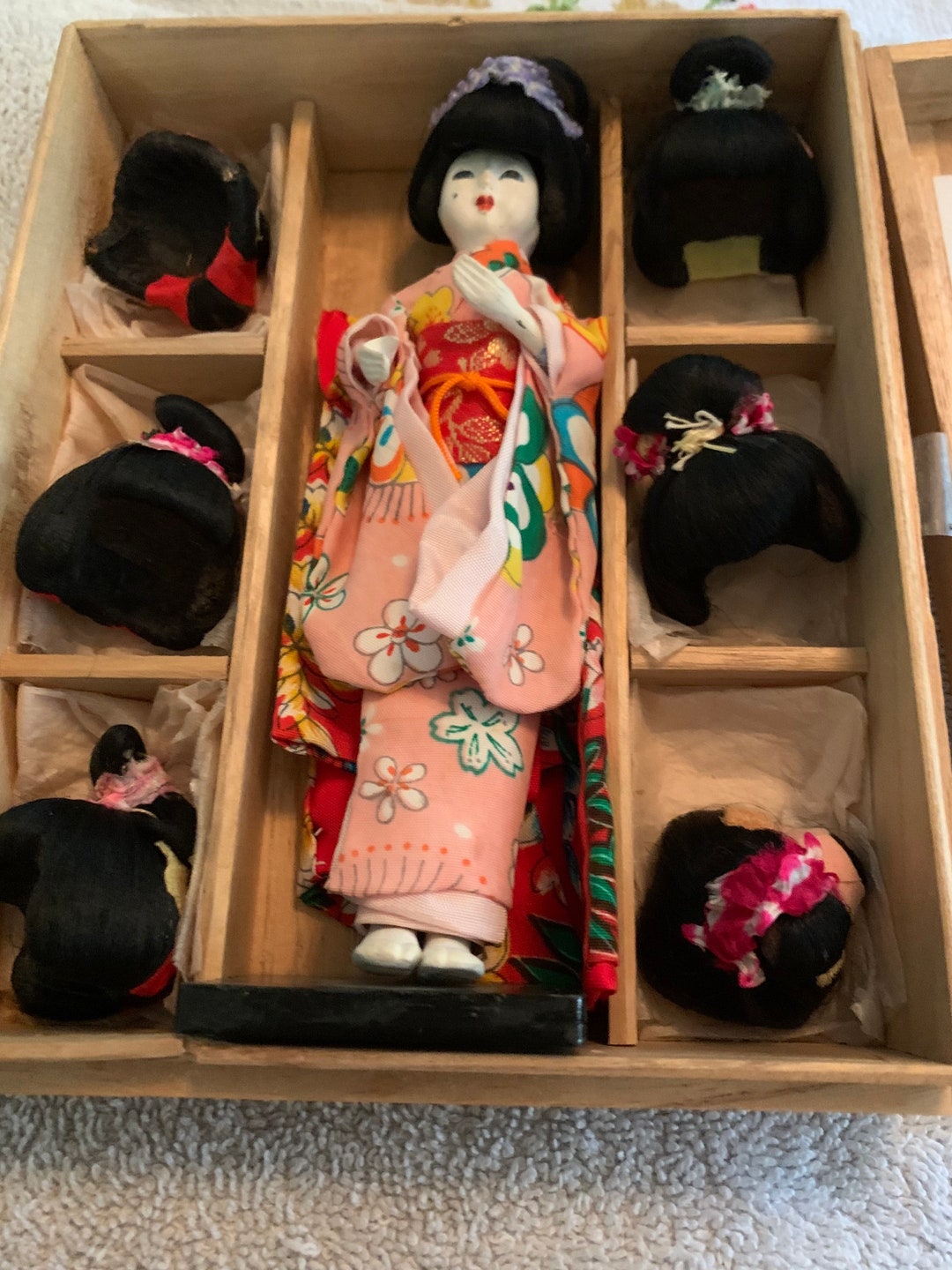 Japanese Doll With Six Wigs Hanako Etsy