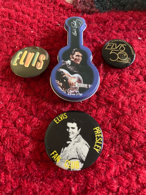 Vintage Elvis Presley Pinback Button, Lot of 4, El