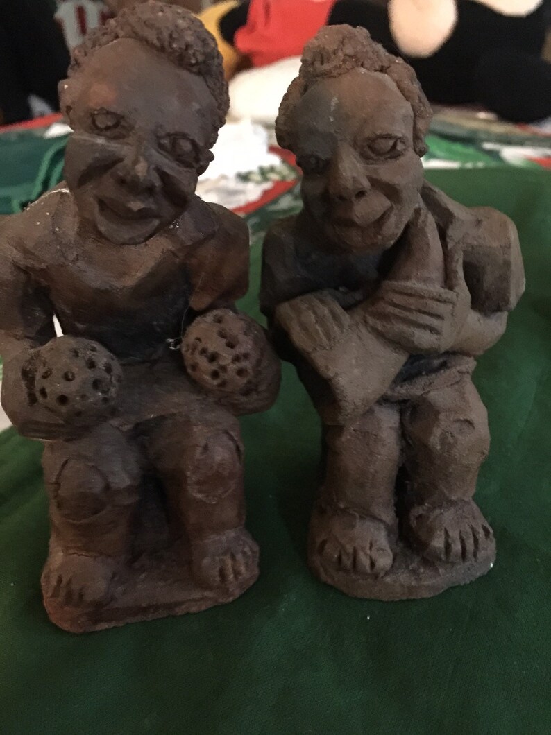 Folk Art sculpture Black Folk Art African Musician Clay Etsy