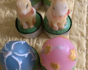 Vintage Easter Candles Bunny Tea light Candle, Egg Tea Light Candle
