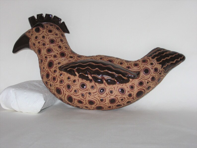 Wall Sculpture Hand Made Bird, Brown 1 image 1