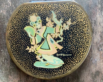 Annette Honeywell Vintage Powder Compact: Geisha Design, 1940s Vanity