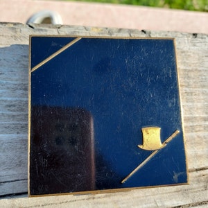 Vintage Zell-Style Compact: Top Hat Enamel, Mid-Century Collectible