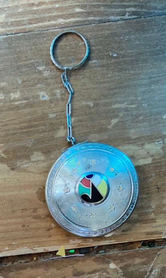 Vintage Deco Enamel Finger Ring Compact: 1940s Va… - image 9