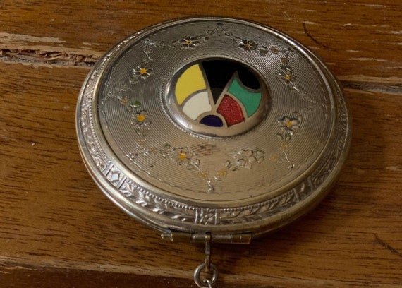 Vintage Deco Enamel Finger Ring Compact: 1940s Va… - image 8