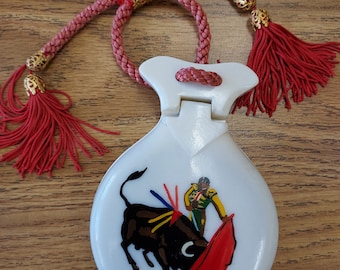 Vintage Figural Castinettes Powder Compact: Spanish Bullfighter, Original Box