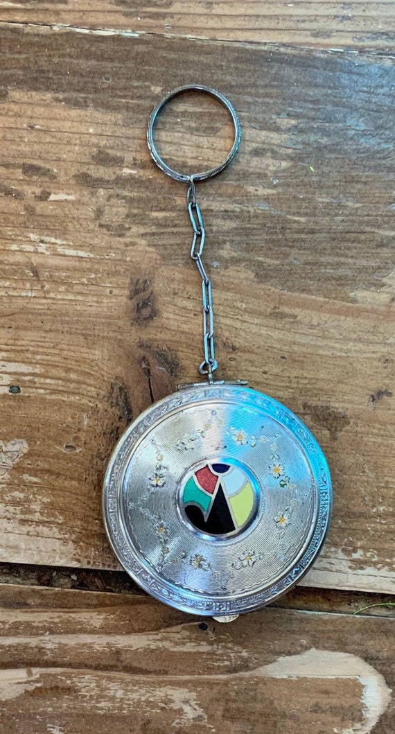 Vintage Deco Enamel Finger Ring Compact: 1940s Va… - image 6