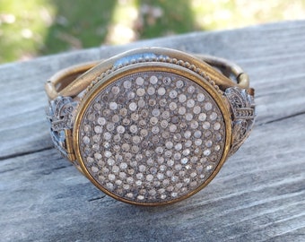 Deco Rhinestone Bracelet Compact: Vintage Vanity Collectible