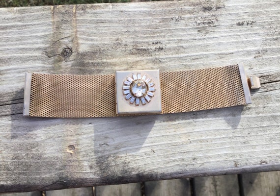 Rhinestone Bracelet Compact, Vintage Compact for t