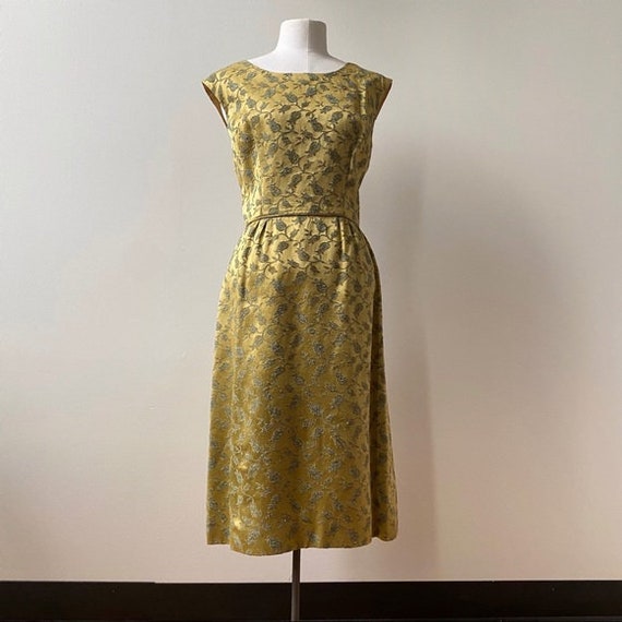 Vintage 50s 60s Gold Wiggle Dress