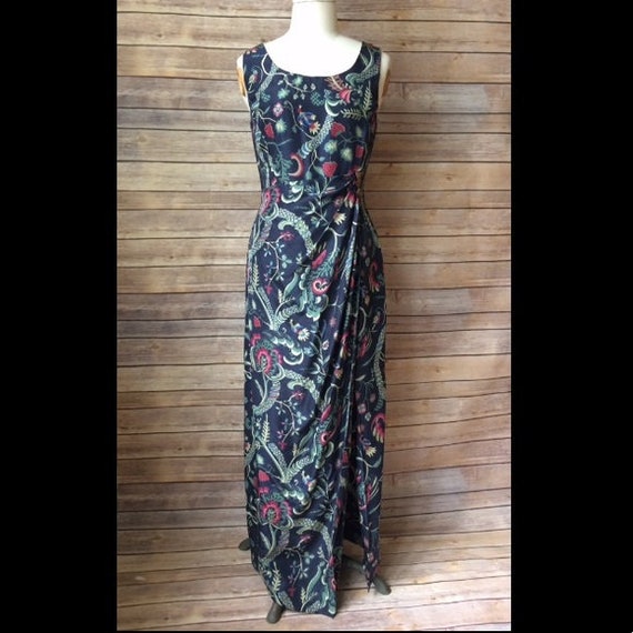 Vintage 50s Sarong Wrap Dress Silk Pinup