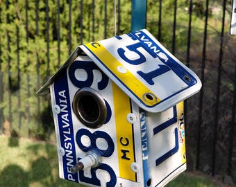 Pennsylvania MC License plate Tiny Birdhouse