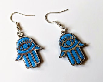Hamsa Dangle Polymer Clay Earrings