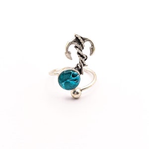 Atlantis Ring Blue Stone Polymer ClaJasper Coral turquoise Gemstone Silver Plated Statement Ring