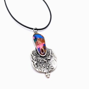 Silver Plated Polymer Clay Inlay Necklace