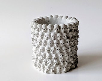 The Catacomb Skull Halloween Concrete Cement Succulent Cacti Pot Planter Houseplant Minimalist Halloween Decor