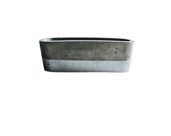 Silver Concrete Cement Business Card Holder