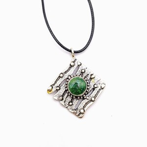 Muiraquita Polymer Clay Aventurine Silver Plated Necklace
