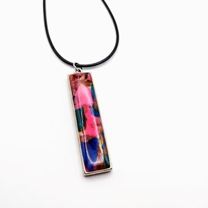 Silver Plated Polymer Clay Inlay Necklace