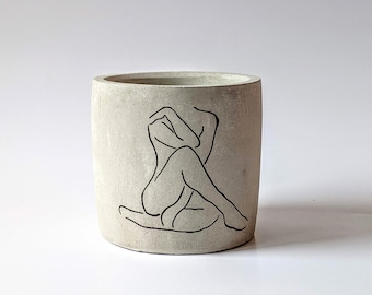 Jenna Concrete Cement Suculent Cacti Pot Planter Houseplant Minimalist Decor 6in pot