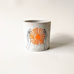 Sunburst Concrete Cement Succulent Cacti Pot Planter Houseplant Minimalist Decor