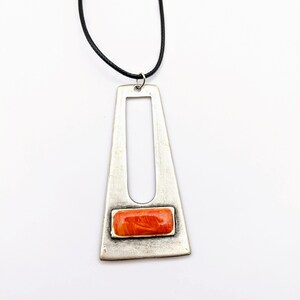 Vitoria Orange Spiny Polymer Clay Silver Plated Necklace