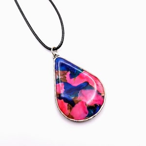 Silver Plated Polymer Clay Inlay Necklace