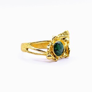 Patara Ring Green Stone Polymer Coral turquoise Gemstone Silver Plated Statement Ring