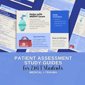 EMT Patient Assessment: Easy-to-Read Skill Sheets | Medical Assessment | Trauma Assessment | Tips for EMT Students | NREMT Study Guide