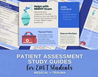 EMT NREMT Cheat Sheets and Study Guide for Test Prep - Etsy