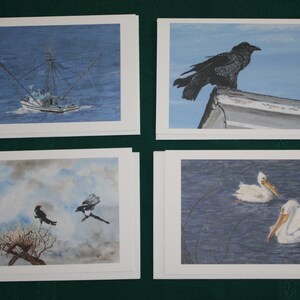 "Set aus 4 einzigartigen Grußkarten mit der Illustration ""Shades of Blue"" von Diana Wyles' Miniaturmalereien."