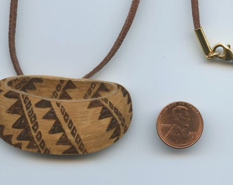 Maidu Indian basket hand painted in tedious detail on lightweight gourd and is wearable as original miniature fine art