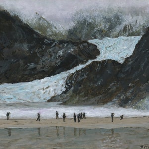 Mendenhall Glacier is a Destination Where Tourists Hike to Get One Last Look and a Picture--Framed Original Miniature Fine Art Painting