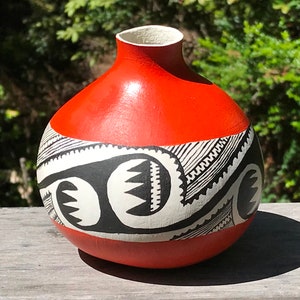 Southwest Indian Pottery Gourd, Hand Painted Ancient Hohokam-Inspired Design