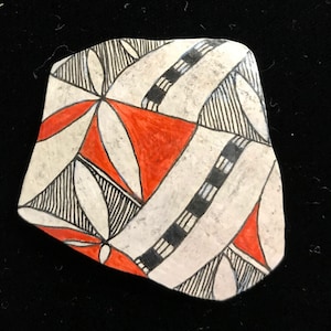 Southwest Indian Pottery “Potsherd” Wearable Gourd Art, Inspired by actual Acoma pottery pot