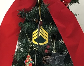 Army E-6 Staff Sergeant (SSG) 3D Christmas Ornament