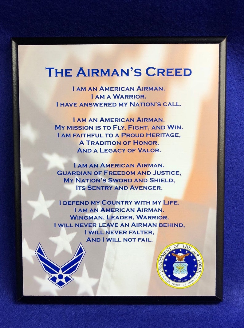 Airman s Creed Plaque Etsy Israel