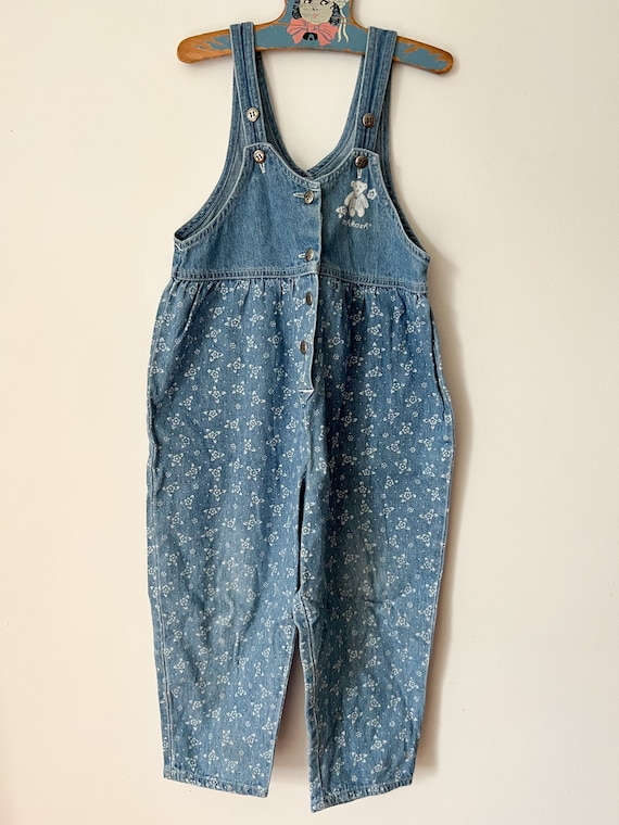 Vintage OshKosh Vestbak Floral Acid Wash Overalls… - image 1