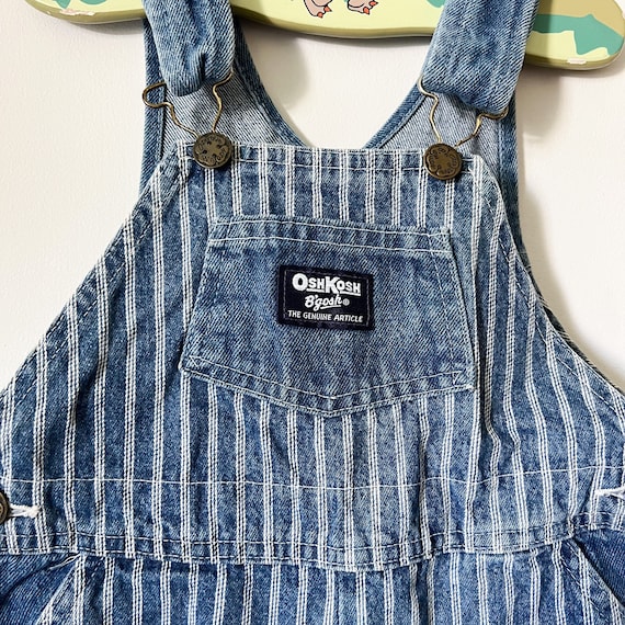 Vintage OshKosh Vestbak Blue Denim Striped Logo S… - image 2