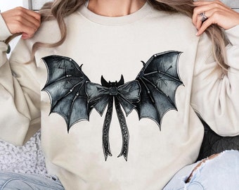 Halloween Bat Gothic Coquette bow shirt, retro halloween shirt, trending coquette shirt, Gothic shirt, black bow shirt, halloween Bat shirt