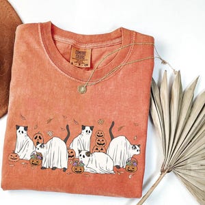 Comfort Colors® Cat Ghost Shirt Ghost Cat Shirt sweatshirt, Cute Cat Lovers Shirt, Retro Ghost  Halloween Cat shirt, Spooky Season Gift