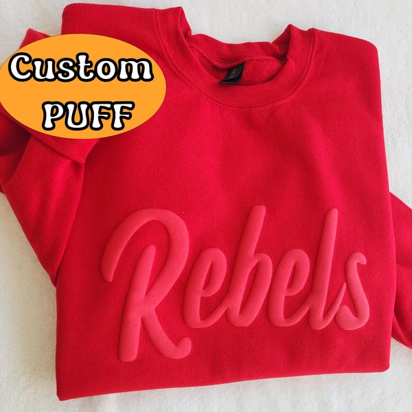 Custom Team Name Sweatshirt School Mascot Shirt Embossed Puff Print School Spirit Shirt Christmas gift Idea Personalized Team Shirt