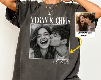 Camisa personalizada para pareja, camisa personalizada para novia, camisa de compromiso para novio, regalo de aniversario de boda para parejas, camisa con foto para esposo