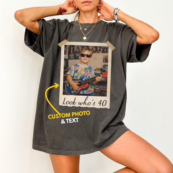Custom Vintage Photo Shirt, 30th Birthday shirt with Year, Birthday Gift Est Year Shirt, Retro Custom Tee, Photo Shirt Gift