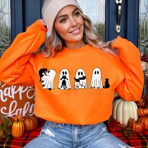 Ghost Cat Shirt, Comfort Colors® Cat Ghost T-Shirt, Cute Cat Lovers Shirt, Retro Ghost Halloween, Halloween Cat T-shirt, Spooky Season Gift