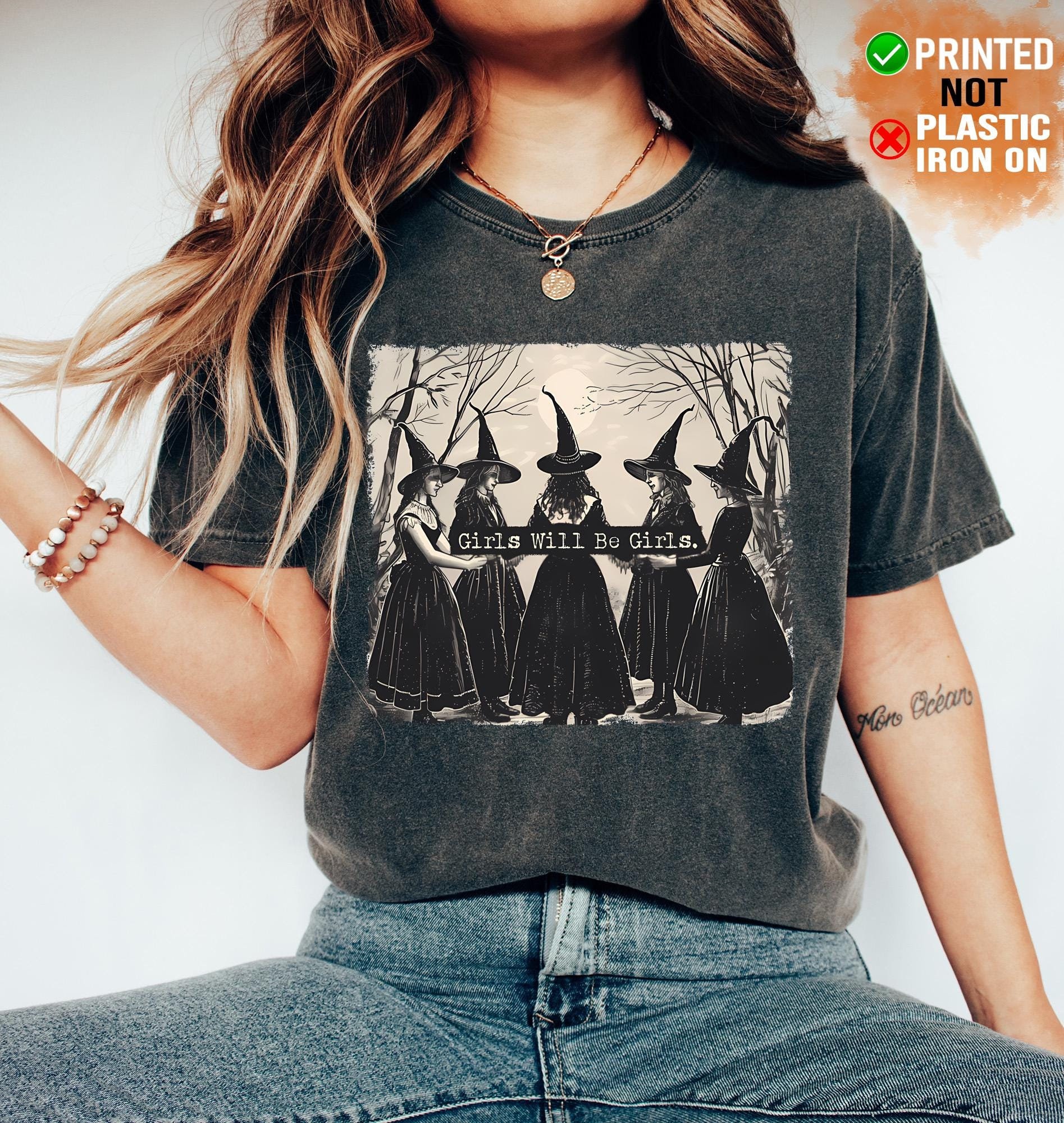 Halloween Shirt Mädchen sein Mädchen Hexe Komfort Colors® Shirt Lustige Hexe Sweatshirt Halloween Frauen Shirt feministisches Shirt Witchy Vibes T-Shirt