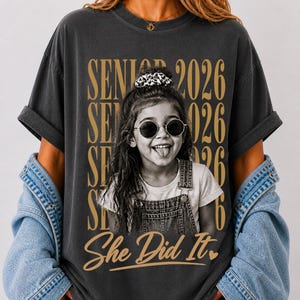 Vintage Graduation Shirt, Custom Senior 2026 Shirt with Childhood Photo,Retro graduation gift  Personalized Senior Tee, Class of 2026